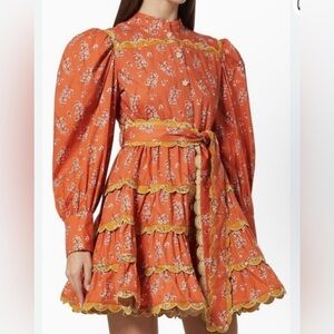 CELIAB Encina floral mini ruffle long sleeve dress MISSING BELT